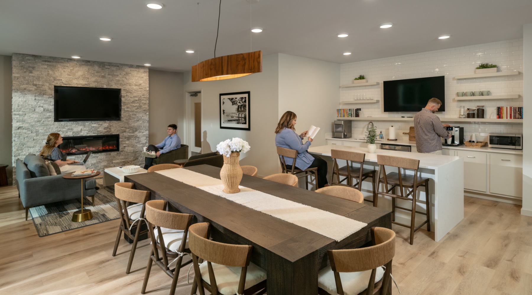 a spacious kitchen and resident lounge