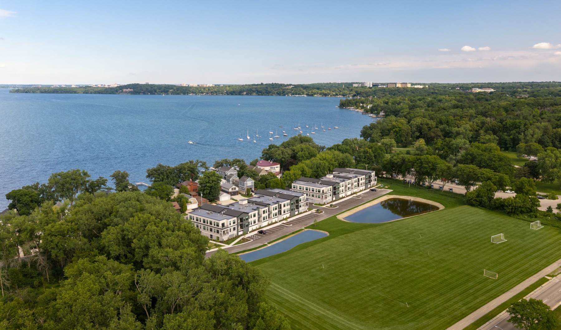 Aerial photo of Allen Bay and Lake Mendota