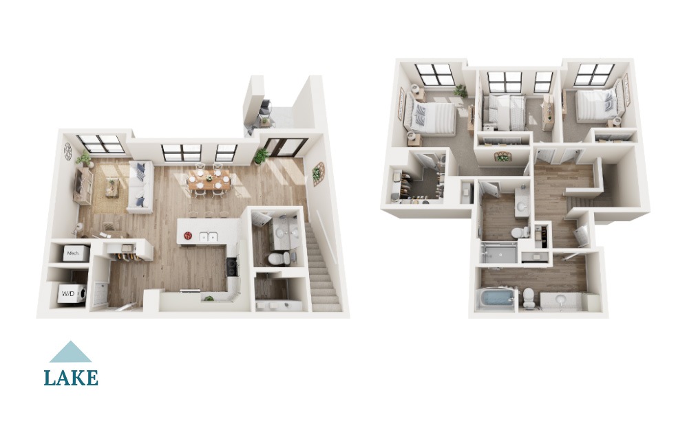 TH - 3 bedroom floorplan layout with 2.5 bathrooms and 1769 square feet (Option 2)